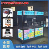 奥固折叠摆摊车手推网红多功能快餐车夜市路边流动灯箱不锈钢地摊推车 主图款 不锈钢上下灯箱款