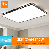 仕匠客厅大灯现代简约大气新款超薄led吸顶灯家用大厅灯具中山卧室灯 60*40cm-三色-48*2瓦（黑框）