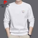 皮尔卡丹（pierre cardin）男士卫衣春秋款重磅无帽含蚕丝t恤长袖宽松大码落肩袖圆领打底衫