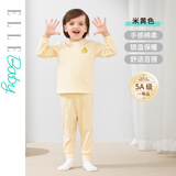 ELLE BABY儿童秋衣套装宝宝睡衣儿童保暖内衣套装秋裤秋衣男童女童睡衣保暖 浅黄色（上衣+长裤） 120码
