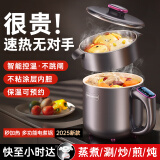 权尚【德国品牌丨25年新款】电煮锅火锅多功能电蒸锅炒锅炖蒸煮一体小型1-2人电热锅宿舍泡面辅食锅 1.5L +蒸笼0.3L【一锅多用】食品级不粘内胆 涡流加热技术丨天然陶瓷釉涂层丨双重温控系统
