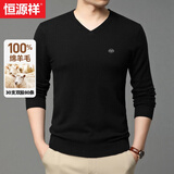 恒源祥羊毛衫男秋冬新款纯色圆领打底针织衫套头毛衣男 038黑色 XL 175 /175