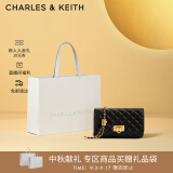 CHARLES&KEITH经典菱格链条小方单肩斜挎包包女包中秋生日礼物CK2-70160131 Black黑色 S