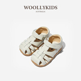 小羊沃利woollykids2024夏季新款凉鞋澳洲真皮透气男女宝宝学步鞋 白杏色 20 码内长13.5cm/适合脚长12.6-13.0cm