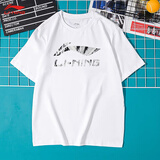 李宁（LI-NING）短袖男女同款t恤潮流圆领休闲棉春夏季印花舒适透气半袖棉打底衫 白色（大标-100%棉） 2XL (185)