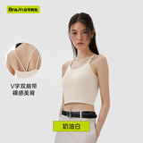 半练背心女吊带内搭美背内衣带胸垫一体式白色打底夏季外穿 【短款】细带背心-奶油白 S