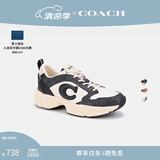 蔻驰（COACH）女士女鞋经典标志老花STRIDER厚底轻奢运动鞋跑步鞋休闲鞋通勤鞋 炭黑色 37.5