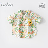 欢喜小熊宝宝衬衫婴儿夏季纯棉薄款短袖衬衣男童潮酷童装男孩洋气衣服