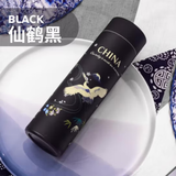 SCDADU保温杯水杯304男女水杯圣诞礼物学生时尚网红可爱创意 仙鹤黑普通 450ml 500ml