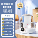 aiyouwei【3L大雾量】新款加湿器家用静音卧室小型空气香薰精油脸部补水喷雾专用桌面室内办公室生日女生 【云朵白 】 大雾量双喷智能数显多模式夜灯