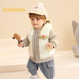 巴拉巴拉童装宝宝羽绒服保暖婴儿外套儿童冬季两件套萌趣男童女童 奶白10501 110 外套充绒量39g+马甲充绒量24g