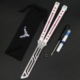 小刀yy 钢鹦鹉螺 夜光配重 轴套螺丝款 蝴蝶刀练习刀未开刃 白粉