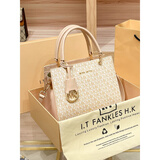 爱马仕（HERMES）香港代购女包2024新款时尚秋真皮手提通勤包大容量单肩斜挎托特包 米白色 专柜礼盒套装