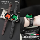 ROMISS适用华为手表表带watch gt5男士watch4 pro鳄鱼纹真皮gt3/4非凡大师watch3手表带buds荣耀41/46mm 玛瑙黑（男女通用款） 22mm-GT2/3/4/5-(4