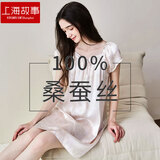上海故事真丝睡衣女6A级100%桑蚕丝睡裙丝绸家居服可外穿娃娃衫生日礼物 [新色]淡雅花枝 L 【105-130斤】