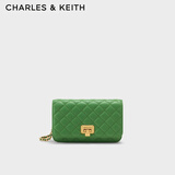 CHARLES&KEITH经典菱格链条单肩包小方包包女包生日礼物CK2-70160112-4 Green绿色 S