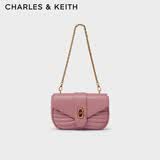 CHARLES&KEITH金属扣饰链条单肩包腋下包小方包包女包生日七夕礼物CK2-80151129 Mauve紫红色 S