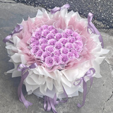 插画鲜花速递紫玫瑰高级混搭花束送老婆生日礼物全国同城小时达配送 33朵紫玫瑰心形花束
