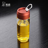 希诺玻璃杯单层加厚家用办公泡茶杯时尚便携车载大容量户外男女式水杯 大红色 提环杯盖400ml（XN-6030）