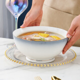 洁雅杰陶瓷汤碗大号家用面碗北欧风釉下彩8英寸大碗汤盆 永恒之蓝