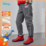 迪士尼宝宝（Disney Baby）迪士尼童装男童长裤时尚米奇唐老鸭加绒休闲裤子 深花灰唐老鸭213K1196 90cm