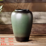景德镇陶瓷花瓶摆件客厅插花落地高级感种花盆大复古陶罐水养中式 绿森林中号【暗绿色】可水培