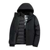 西域骆驼（VANCAMEL）冲锋衣男女可拆卸羽绒内胆三合一工装外套防风保暖夹克滑雪登山服 KY09A-1骑士黑-男(羽绒内胆) L