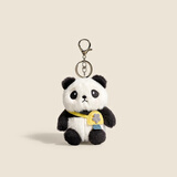 朗程可爱熊猫包包挂件毛绒玩偶公仔钥匙扣书包挂件背包挂饰熊猫伴手礼 黄色斜挎包熊猫【11cm】 默认尺寸