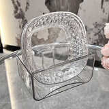 BSD吐骨碟食品级高档创意桌面骨头碟餐桌垃圾渣盘轻奢水果盘客厅家用 吐骨碟6个+收纳架（透明银）