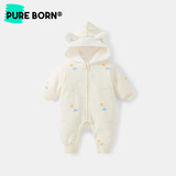博睿恩新生婴儿衣服冬季宝宝爬爬服可爱连帽加绒夹棉保暖连体衣 大象气球 80cm