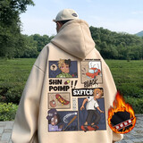 赵八亿重磅连帽卫衣男秋冬季加绒加厚潮牌宽松山东即墨中山上衣服外套男 杏色（加绒款） XL（115斤-140斤穿）优先发货