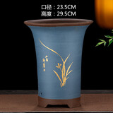 紫砂兰花盆特大君子惠兰花盆墨兰等各种兰花绿植陶瓷紫砂专用花盆 蓝色高兰特大号 紫砂 x 中等