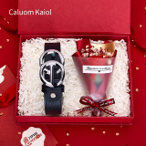 Caluom Kaiol女士皮带真皮时尚百搭腰带女纯牛皮ins女式裤带生日礼物送女友 【花束礼盒】0046高贵银色 95cm 请备注身高和体重