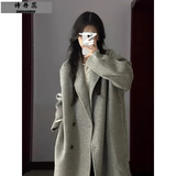 诗丹蕊灰色毛呢外套女2023新款高级感小个子呢子赫本风大衣秋冬季中长款 灰色 均码【可备注码数】