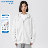真维斯（JEANSWEST）连帽卫衣女春夏2025开衫宽松时尚百搭外套简约上衣女白色XL