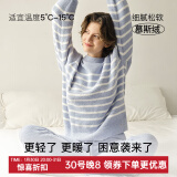 ubras加绒睡衣冬女家居服套装情侣可外穿慕斯条纹舒适居家 奶盐蓝色-女士套装 S