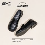 回力小皮鞋女英伦风黑色休闲乐福鞋秋冬季百搭平底舒适一脚蹬工作单鞋 黑色【平底3cM】 38