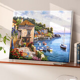 集简季数字油画diy风景花卉手绘油画填色客厅装饰画儿童手工画动漫挂画