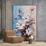 艺环宇彩绘抽象花卉客厅装饰画巨幅极简落地画肌理感壁画沙发背景墙挂画