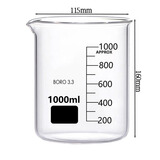 舜江 玻璃烧杯高硼硅耐高温带刻度透明量杯加厚初高中学生物理化学实验用品 1000ml烧杯1个