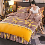 舒之青牛奶绒加厚被套冬天加绒单件双人单人双面绒珊瑚绒保暖冬季被子罩 麦穗-牛奶绒 200*230cm【双面加绒被套】