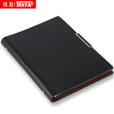 信发 TRNFA  TB-H308 办公高档笔记本高级商务记事本 仿皮复古挂坠活页记事薄办公文具（灰色）21*27.5cm