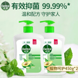 滴露（Dettol）洗手液 有效抑菌99.9% 儿童宝宝健康抑菌洗手液 450ml 2瓶 植物呵护