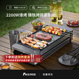 法诗缇（Fastee） Fastee电烧烤炉烤串机烤肉锅电烤盘羊肉串家用室内电烤炉家庭电炉轻烟烧烤架 铸铁烤盘+烤网 1层