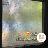希偌磨砂玻璃贴膜隐私不透明书房阳台窗户防窥彩虹玻璃贴纸60*200cm