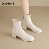 DAPHNE达芙妮马丁靴女2025爆款秋冬白色短靴女法式英伦风裸靴显脚小保暖瘦瘦靴 米色【粗跟3.5CM】 37