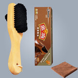 金鸡GOLDEN ROOSTER鞋油黑色无色油真皮保养油猪毛刷擦鞋工具鞋油套装 1盒棕色+皮鞋刷+抛光布