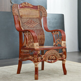 格乐诗 藤制办公椅老板椅大班椅休闲椅天然藤椅家具户外休闲椅老人藤椅 103中号古典红