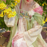 十三余小豆蔻儿[佩玉春风]刺绣粉色裙子印花对襟衫唐制汉服女原创 配饰 现货 M