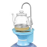 美能迪桶装水烧水壶一体机电动上水自动抽水器带加热烧水器大桶水泡茶桶装水饮水机底上水电热水壶 蓝色+玻璃壶+自动上水带加热 1L